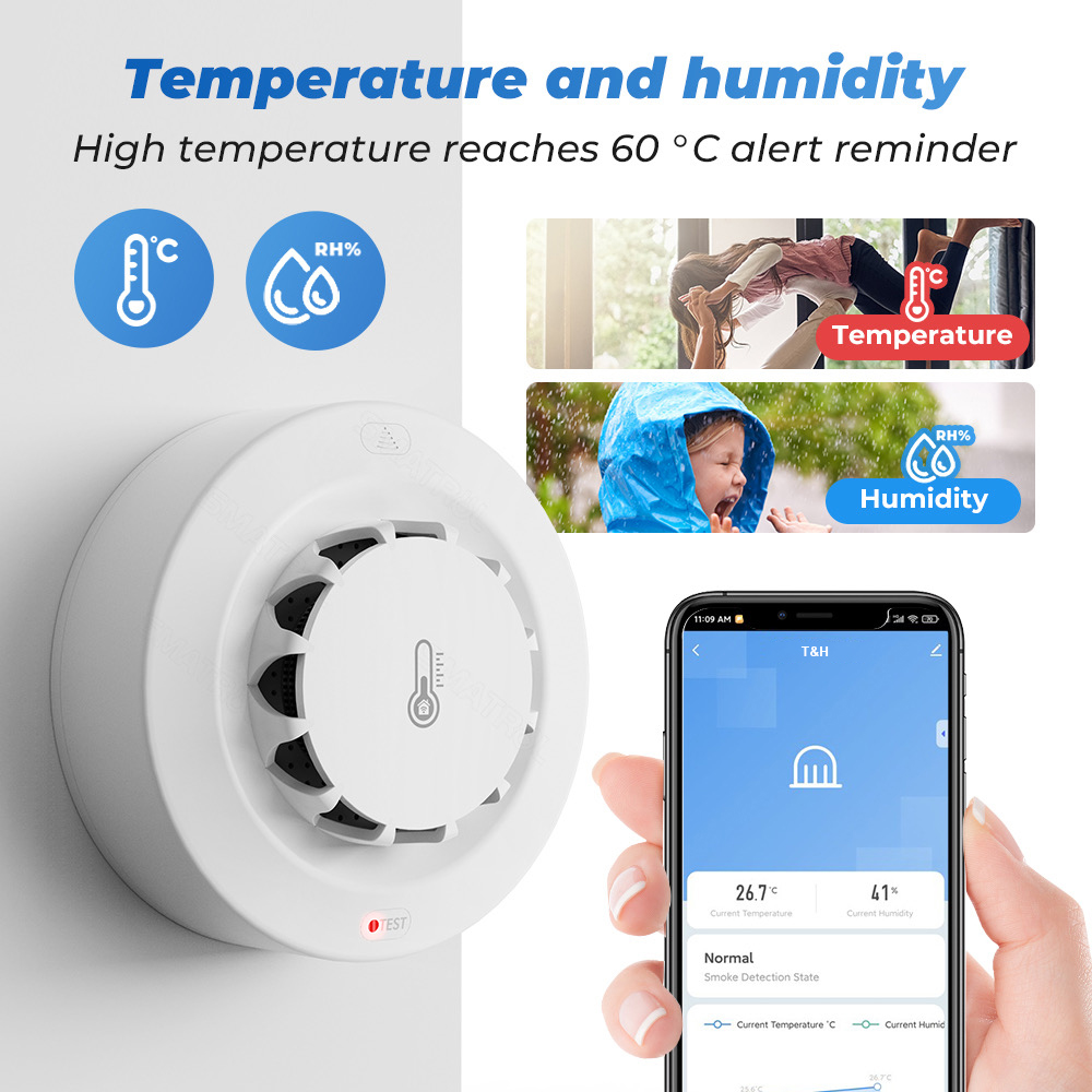 Tuya WiFi 온도 및 습도 센서 연기 감지기 보호 - Smoke Leak Detector 리뷰 및 가격