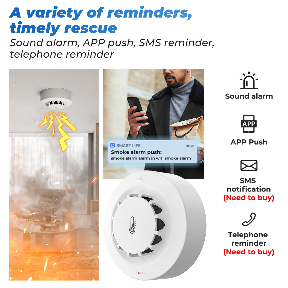 Tuya WiFi 온도 및 습도 센서 연기 감지기 보호 - Smoke Leak Detector 리뷰 및 가격